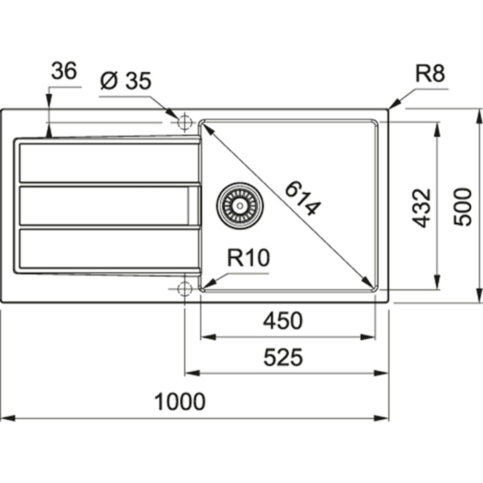 Sirius 2.0 S2D 611-100 Tectonite évier à encastrer 1 bac, avec égouttoir, Noir