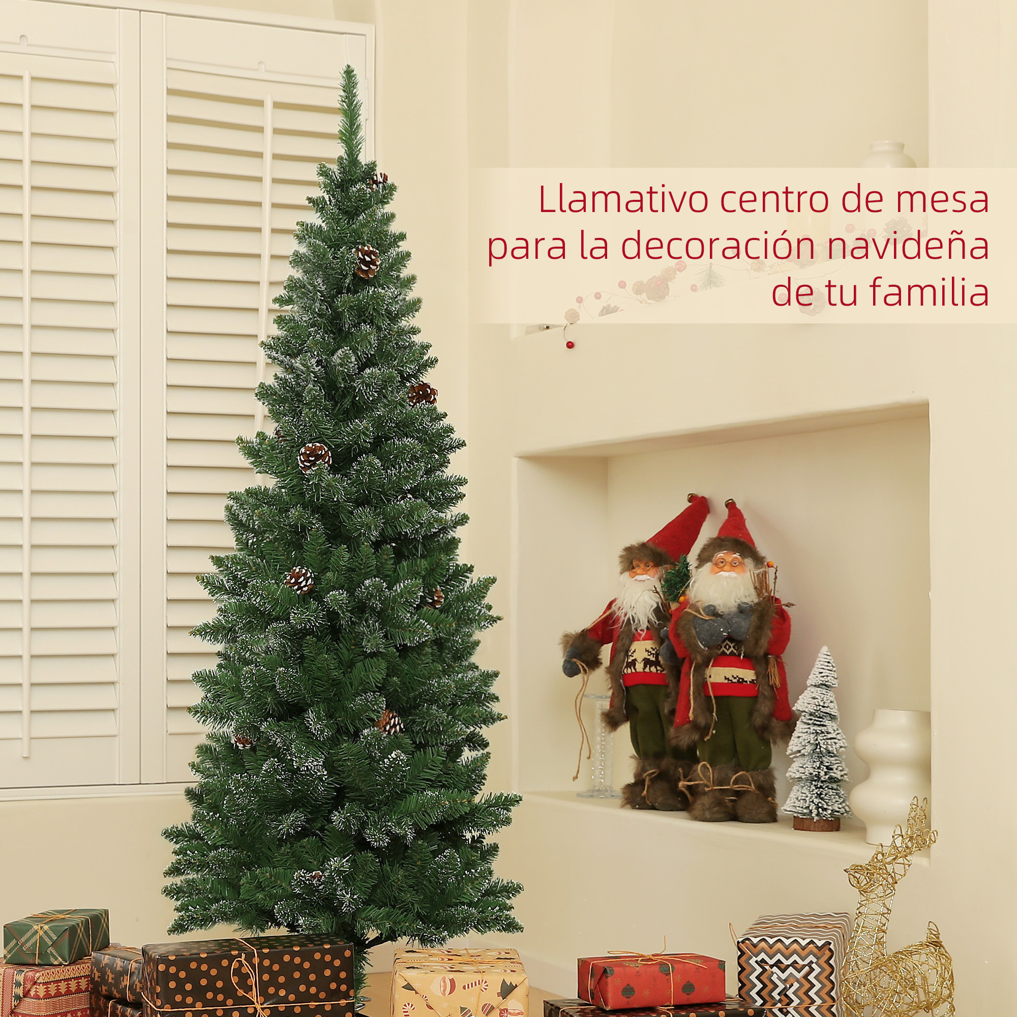 Árbol de Navidad 150 cm Árbol de Navidad Artificial con 395 Ramas 30 Piñas y Soporte de Metal Árbol Navideño para Salón Interior Verde