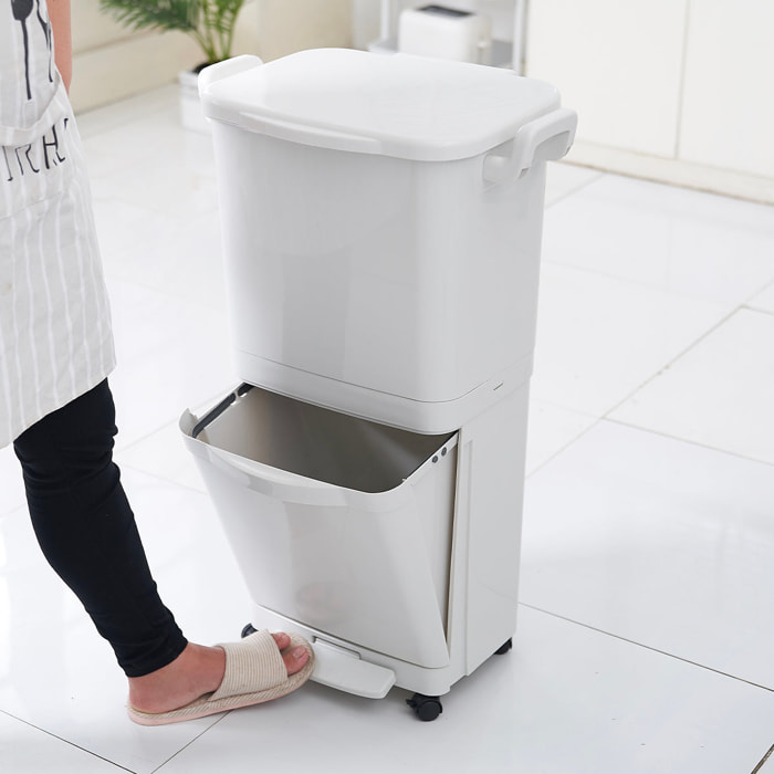 Poubelle tri sélectif avec roulettes VALORIS 45L