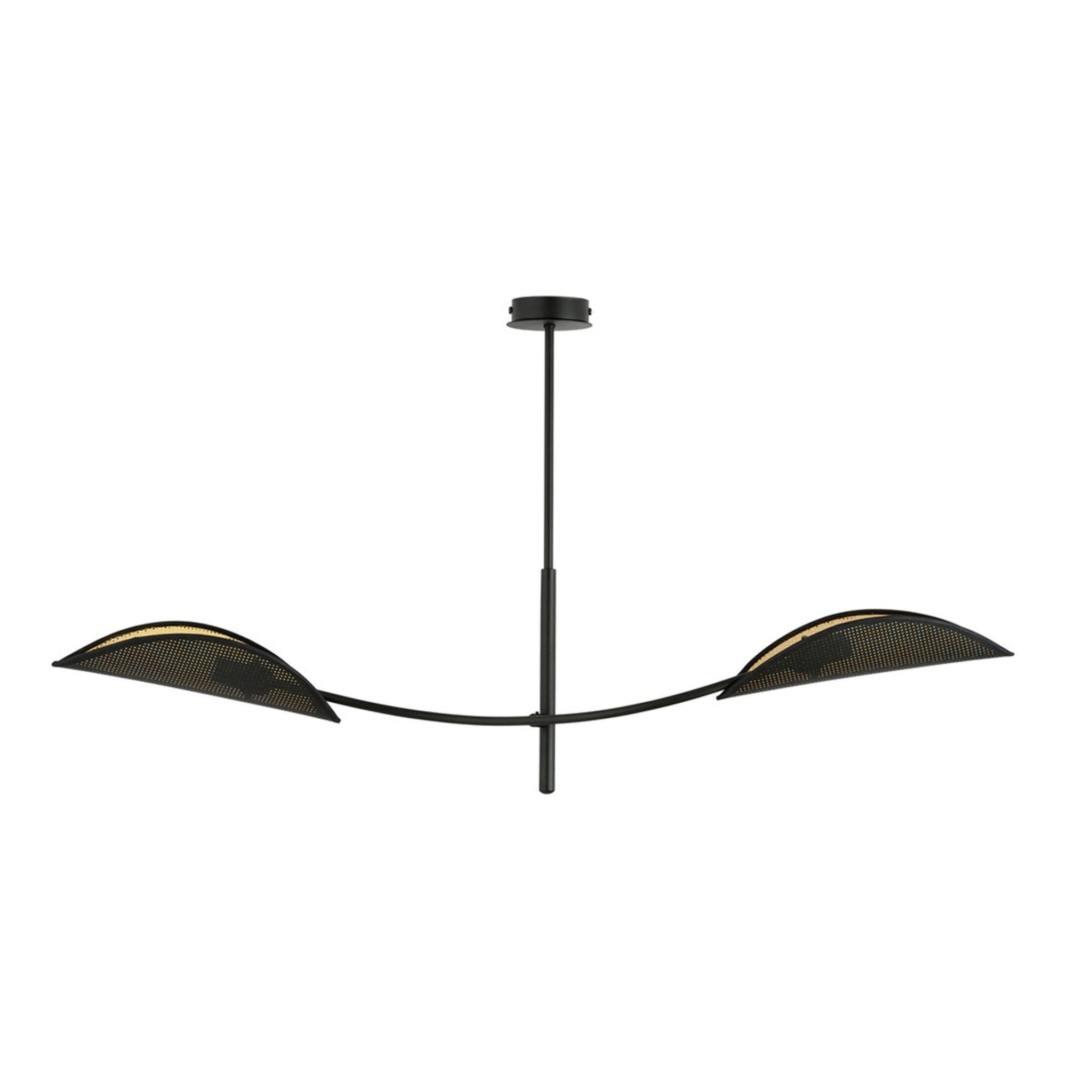 Lampada a sospensione Lotus in acciaio nero e oro