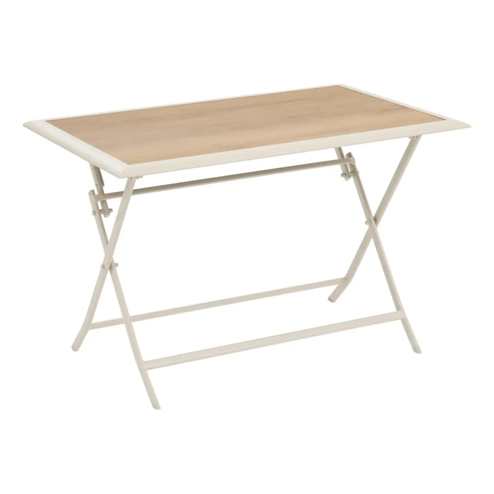 Table de jardin 4 places Azua pliable beige 110x71cm
