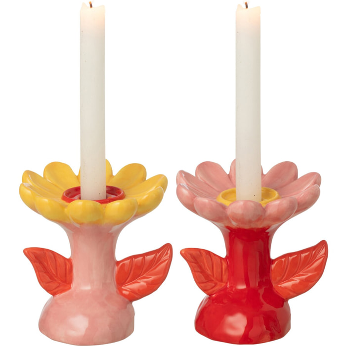 J-Line Chandelier Fleur - grès - multicolore - 2 pièces
