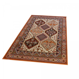 tapis salon 120x170 tissé beige rectangle motif géométrique BE 70