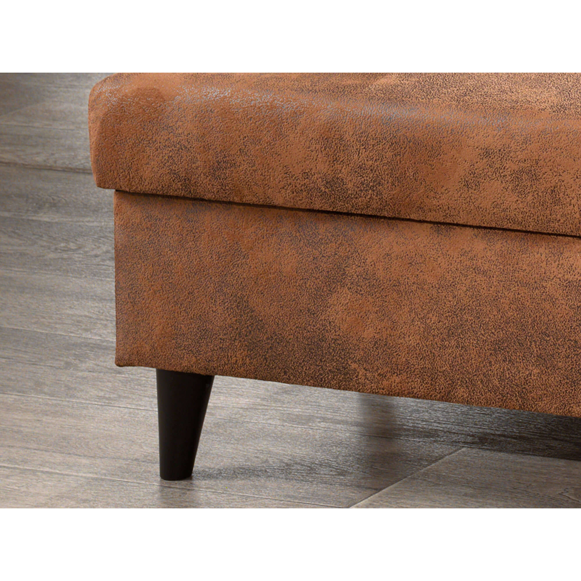 NORDIC - Canapé d'angle gauche - 5 places - Convertible - Industriel vintage - Marron