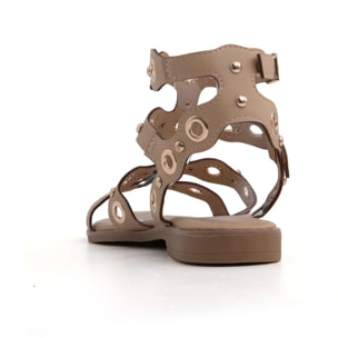 Sandalo alla schiava con borchie traforate - BEIGE