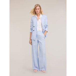 Motivi - Blazer cruzado de lino - Light - blue