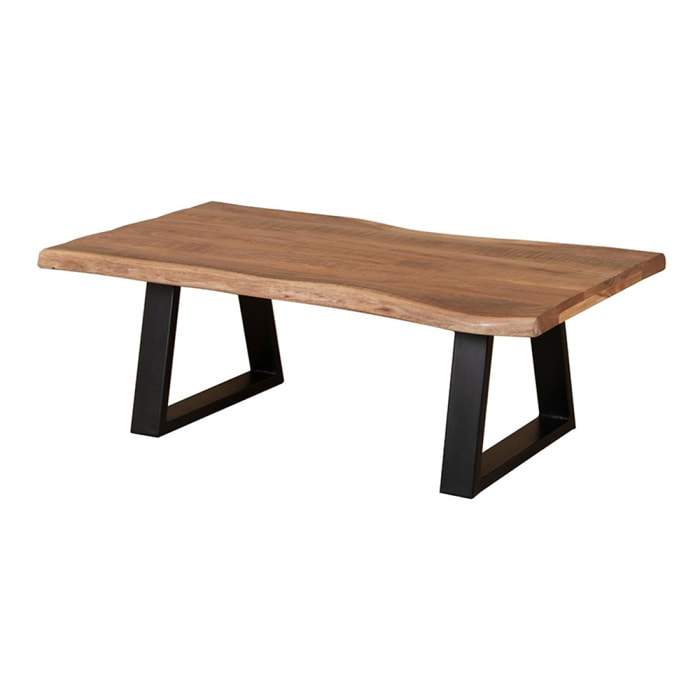 Coffee table in acacia e gambe in metallo 115x65x40 cm