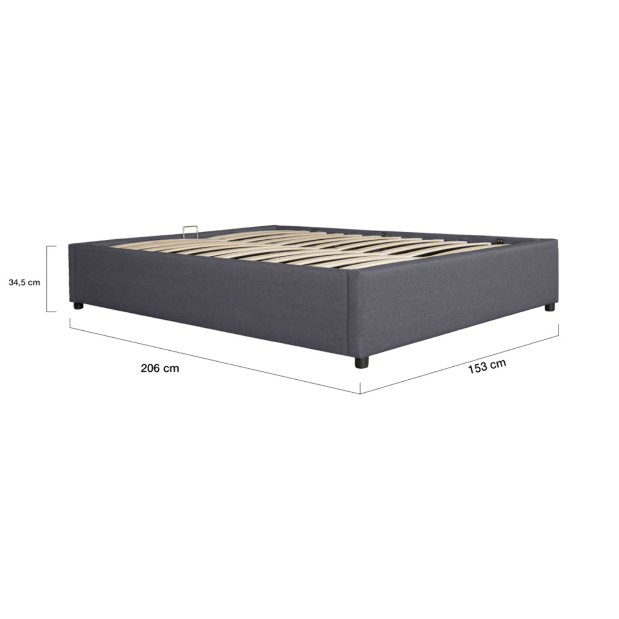 Lit coffre avec sommier Otto - Gris - Tissu