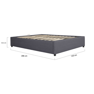 Lit coffre avec sommier Otto - Gris - Tissu