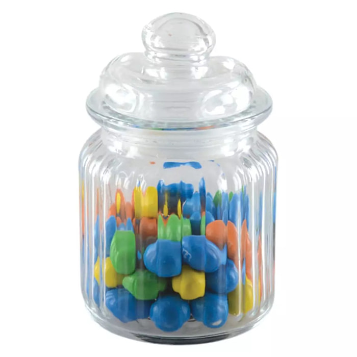Lot de 6 Petit pot en verre avec couvercle striée