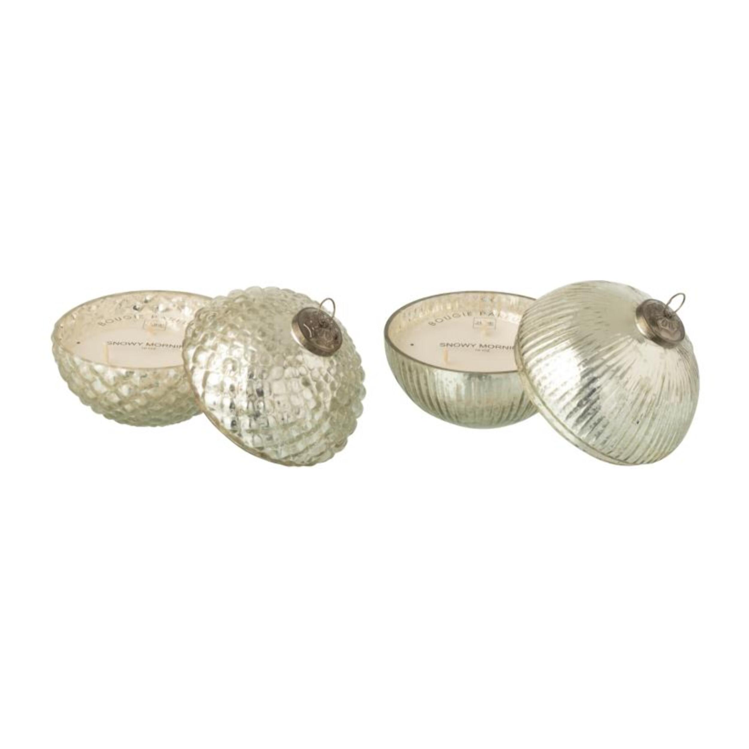 J-Line bougie parfumée Boule De Noël - verre - argent - small - 2 pcs