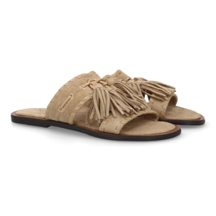 Sandalia pala mujer estilo boho con flecos