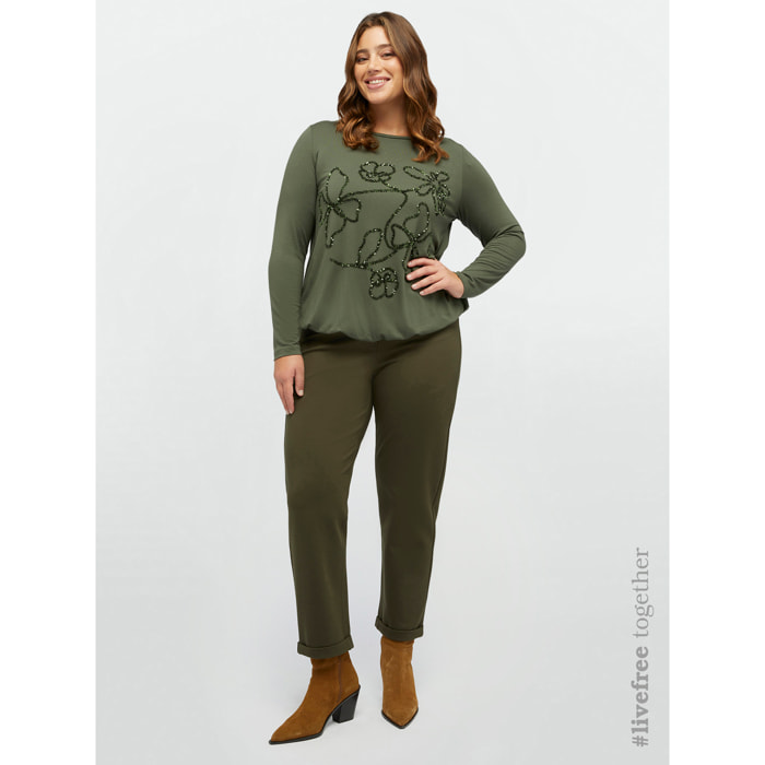 Fiorella Rubino - Pantalones rectos de viscosa LENZING™ ECOVERO™ - Verde militare