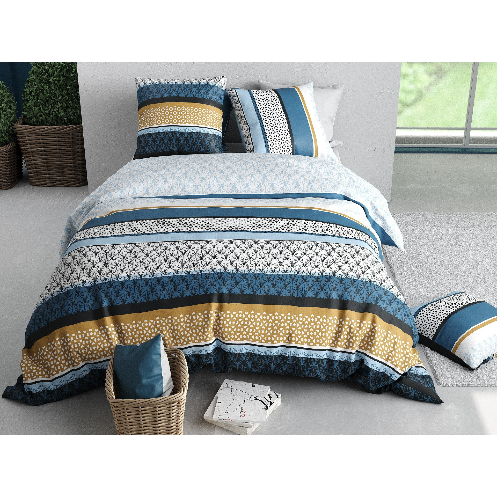 Parure housse de couette coton multicolore