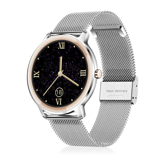 Smartwatch R18 con cardiofrequenzimetro dinamico, pressione sanguigna, ossigeno nel sangue e notifiche.