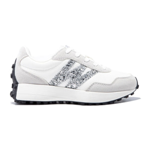 Zapatillas blancas retro con glitter plateado