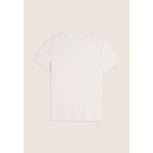 T-shirt donna in jersey viscosa scritta composta da borchie