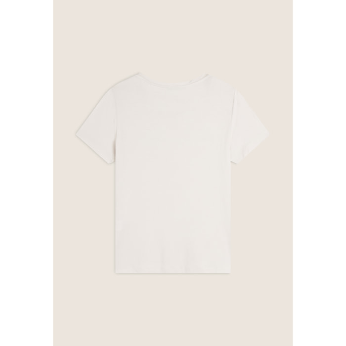 T-shirt donna in jersey viscosa scritta composta da borchie