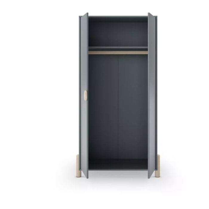 Armario juvenil de 2 puertas en verde salvia y oak soft 92,5x180 cm Misty Dawn Verde Salvia - Oak Soft