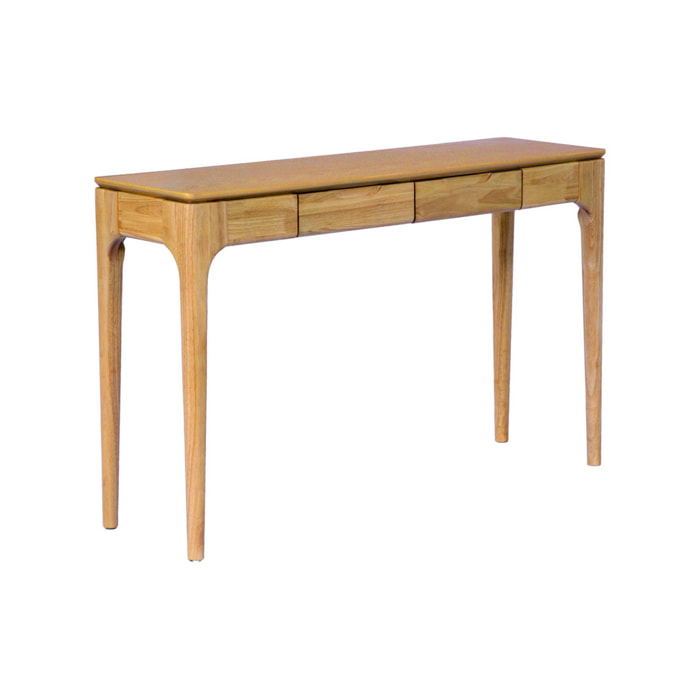 Console bois d'hévéa placage frêne 2 tiroirs ALIENOR