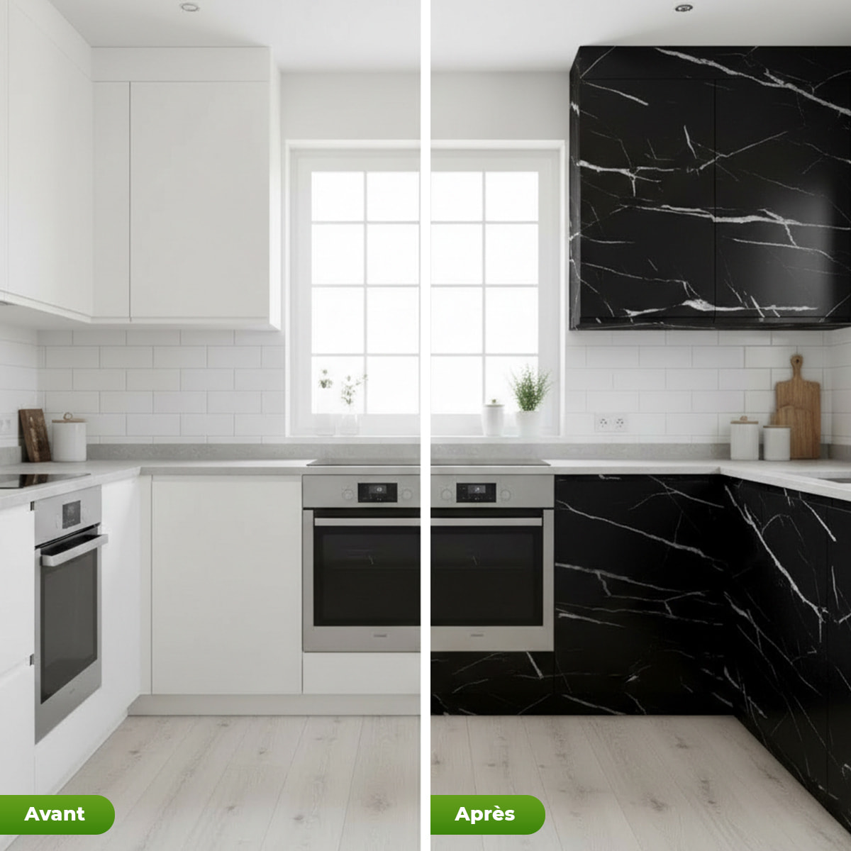 Rouleau adhésif marbre noir et blanc au mètre - Autocollants Revêtement Adhésif Cuisine Meubles Salle de bain