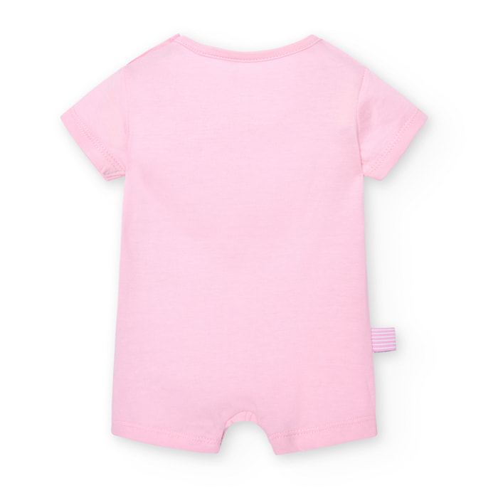 Pelele corto para recién nacido estampado de color rosa
