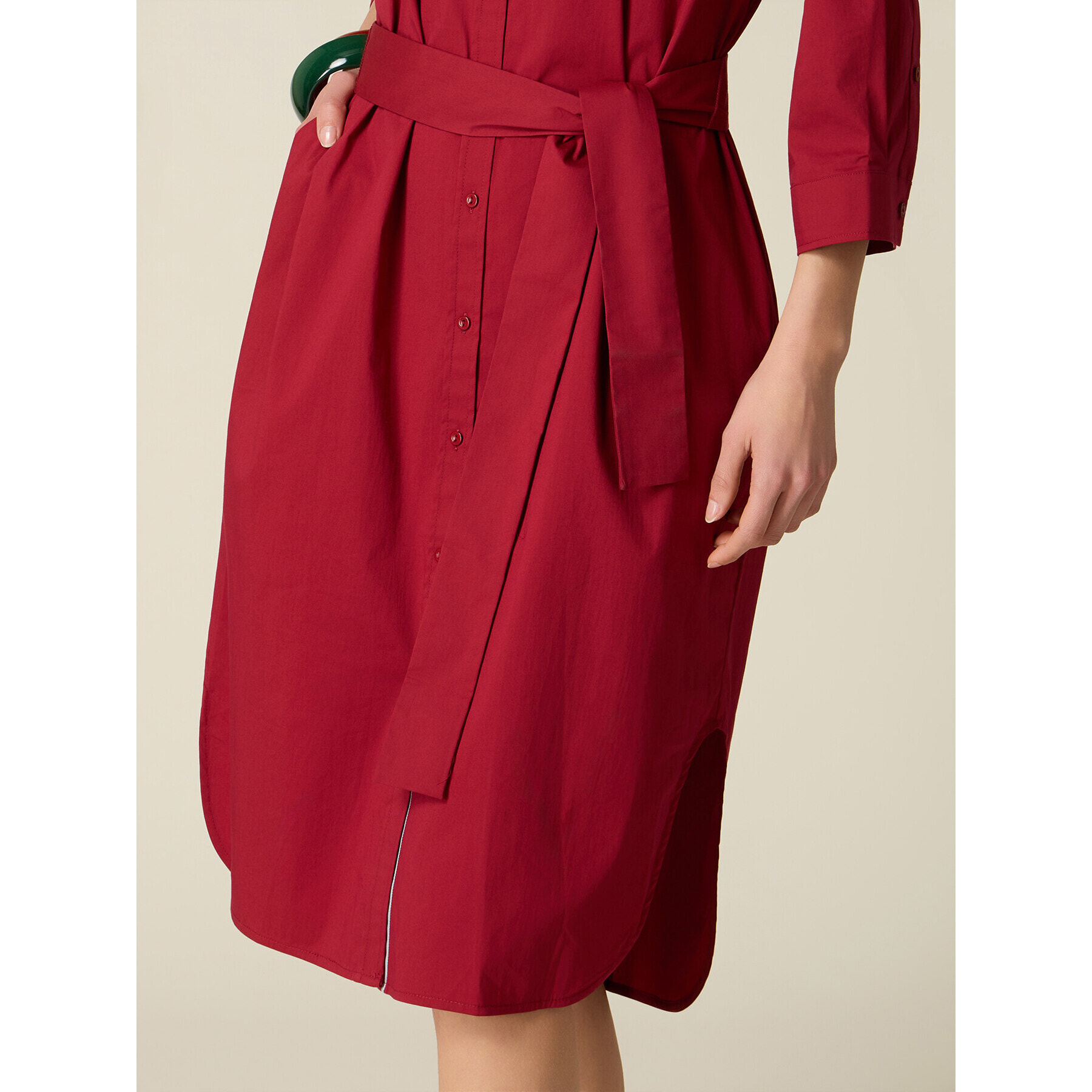 Oltre - Vestido camisero en popelín - Rojo