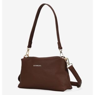 Bolso de hombro marrón pequeño con cremallera