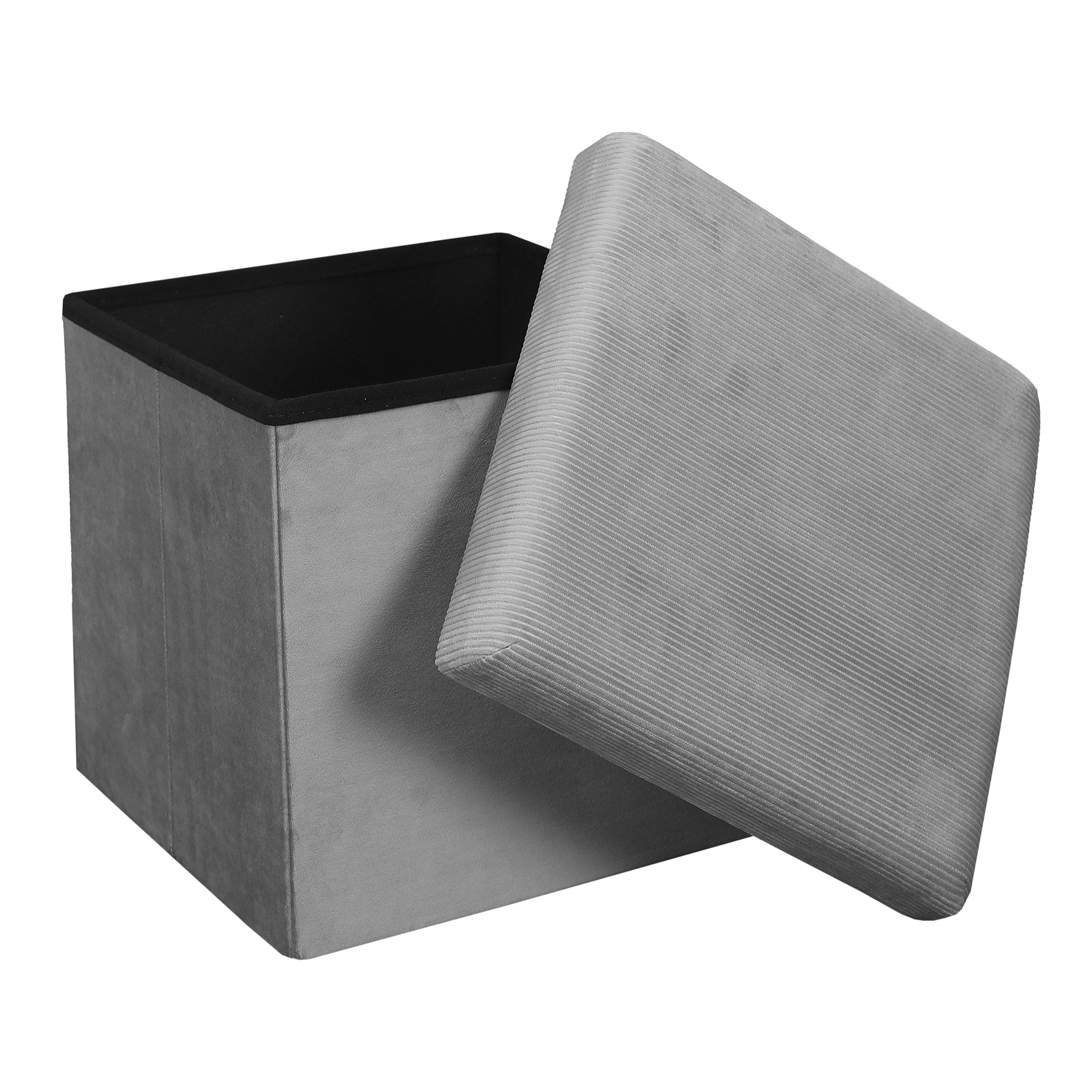 Coffre Pouf Pliable Velours Cotele Giulia Grism4