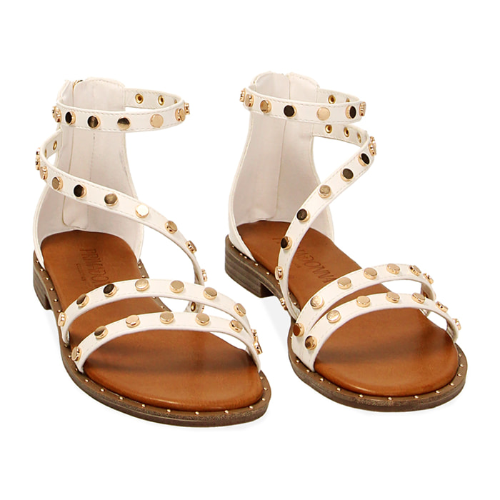 Sandali bassi bianchi con borchie