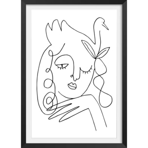 Affiche la femme au clin d'oeil Affiche + cadre en bois - Noir