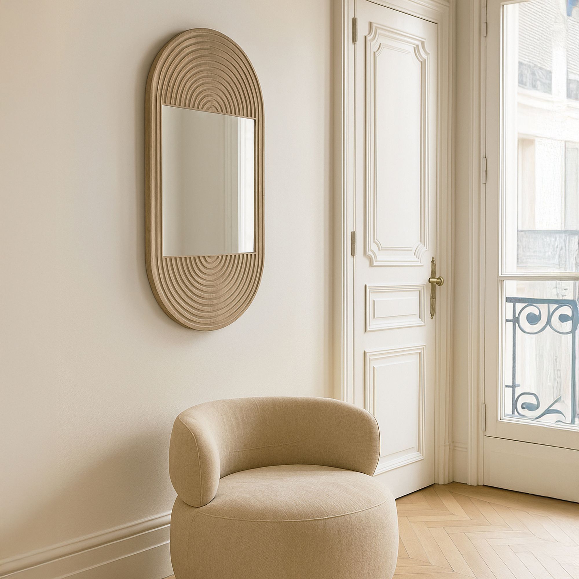 Miroir en pin recyclé h91cm KRISTEN
