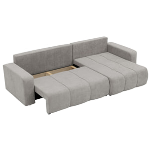 Nicole - Canapé d'angle réversible 5 places convertible avec coffre en tissu - Gris clair