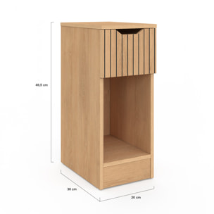 Tables de chevet Faustine effet lattes 1 tiroir - lot de 2