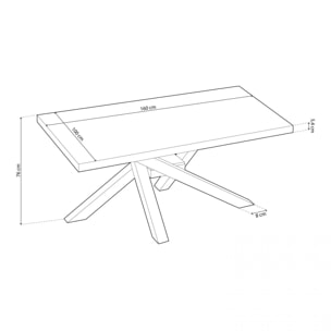 Mesa de comedor fija con patas metálicas en blanco y roble 160x100 cm Xena Roble - Blanco