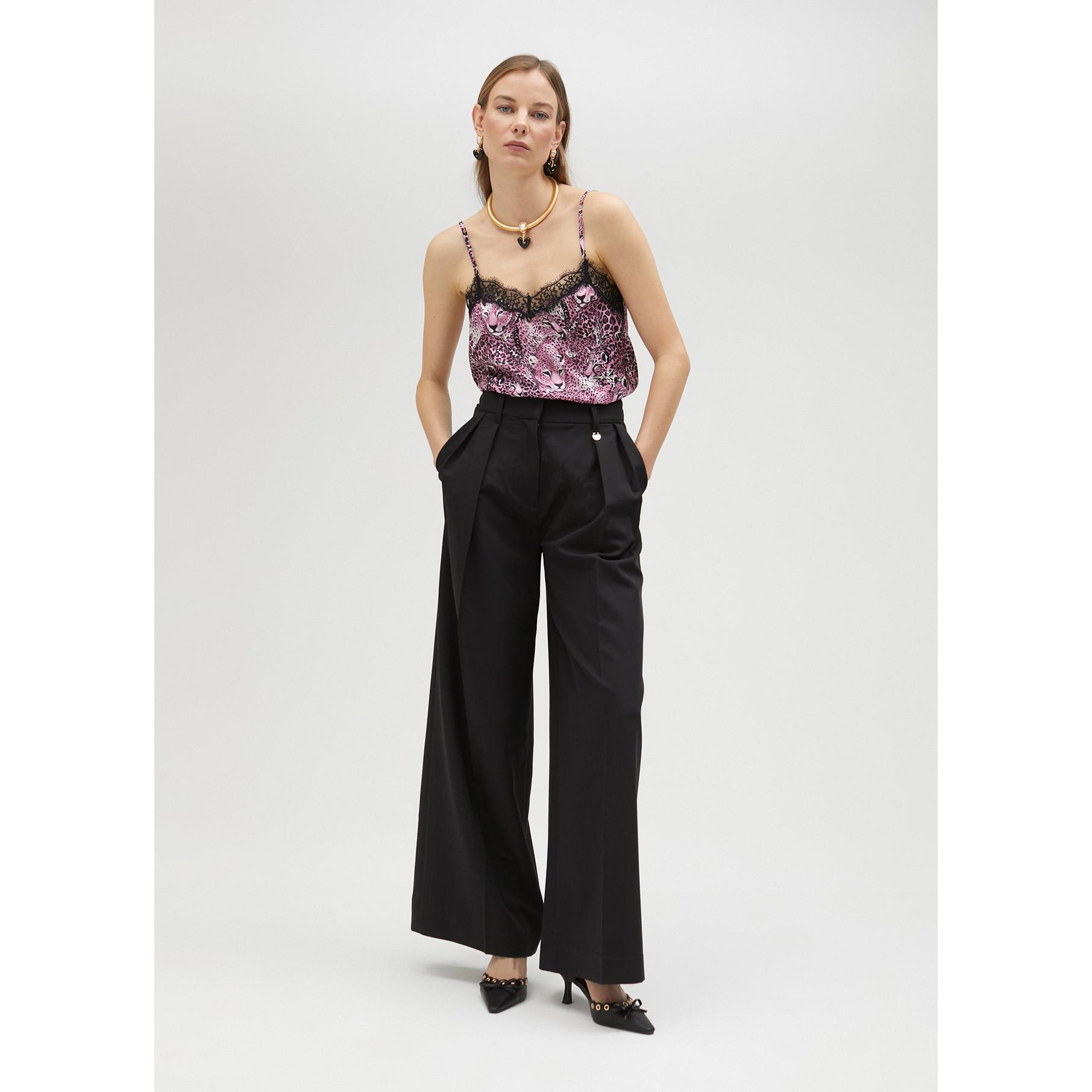 Top stile lingerie stampa animalier rosa
