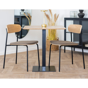 Zoe - lot de 2 chaises en bois de frêne - pieds en acier - Marron
