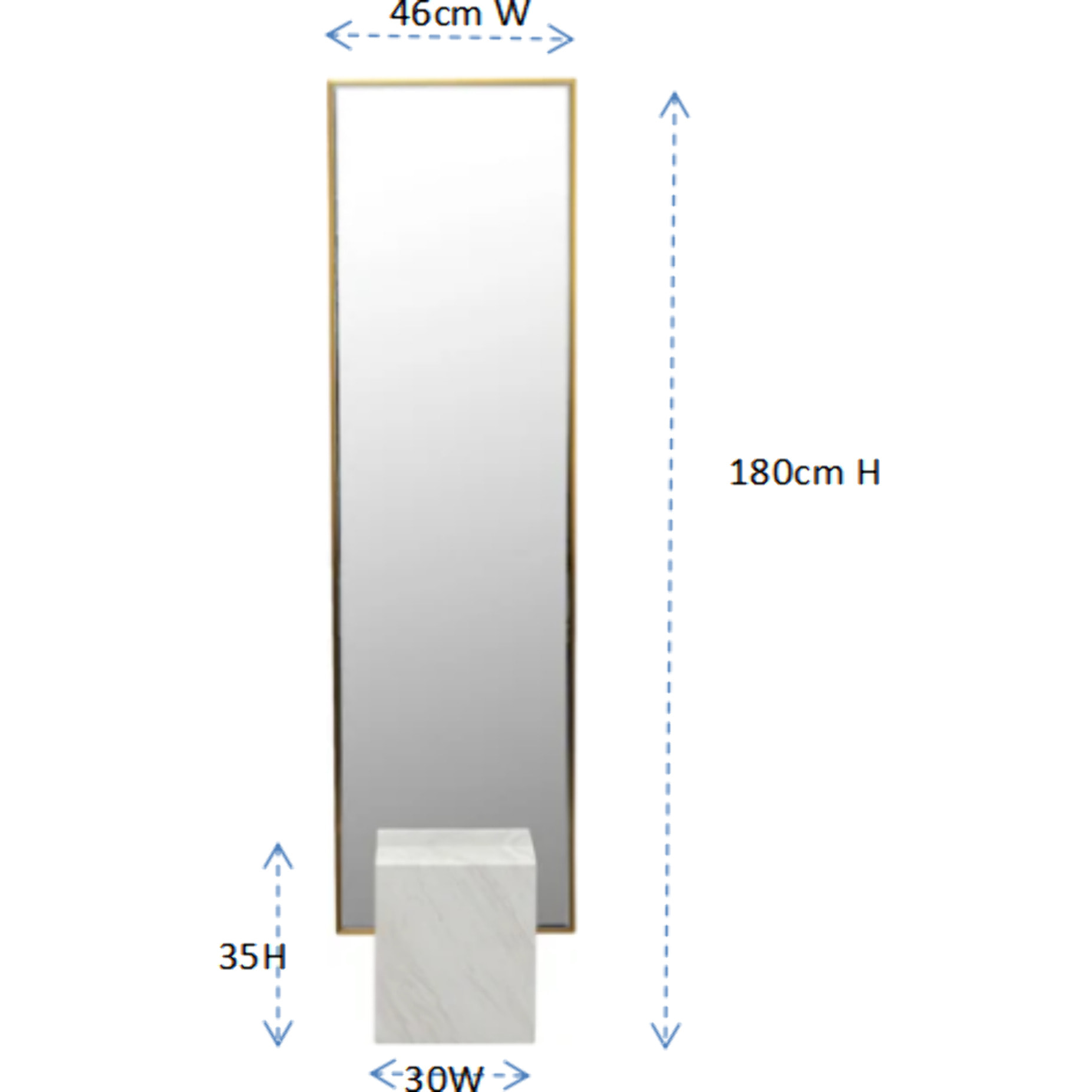 Miroir sur pied Hulda 180x46cm doré et blanc Kare Design