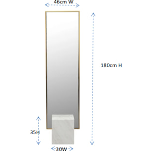 Miroir sur pied Hulda 180x46cm doré et blanc Kare Design