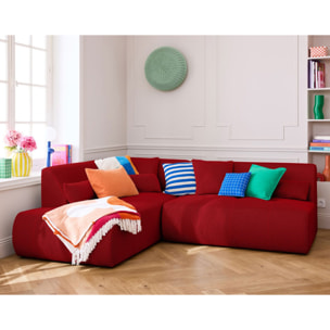 Onyx - canapé modulable d'angle gauche - 5 places - en tissu mailles 3D - Rouge