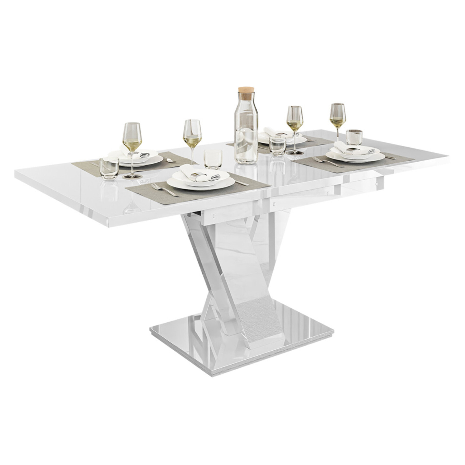 Xandriel - table à manger extensible - blanc - 4 à 6 personnes - Blanc