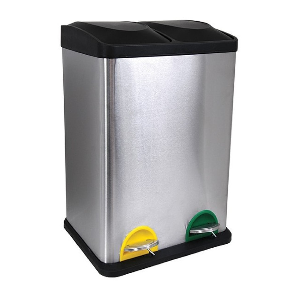 Poubelle à  pédale Tri Sélectif Inox 2x20L Brossé MSV