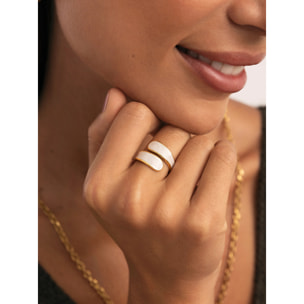 Anello Abbraccio White Acciao Placcato Oro