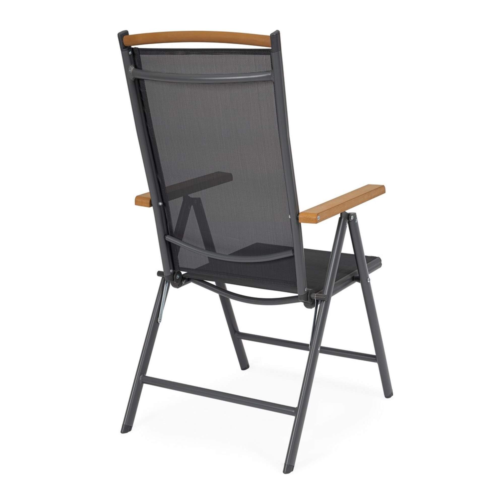 Set 4 sedie reclinabili da giardino SANTANDER in textilene e struttura in alluminio antracite