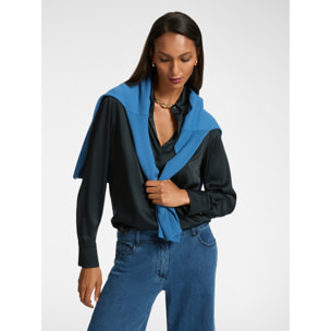 Elena Mirò - Camicia in raso stretch - Blu