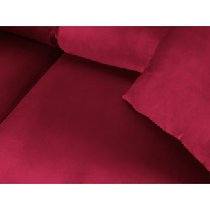 Canapé d'angle gauche convertible avec coffre de rangement "Kyoto" 5 places en velours rouge