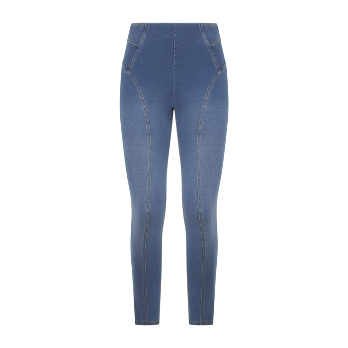 Jeggings N.O.W. skinny vita alta con impunture decorative