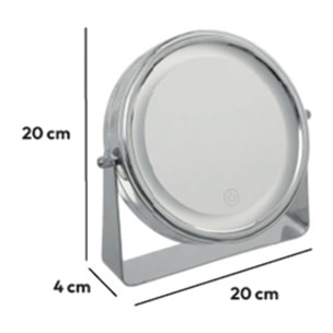 Miroir rond et rotatif à led 19 cm