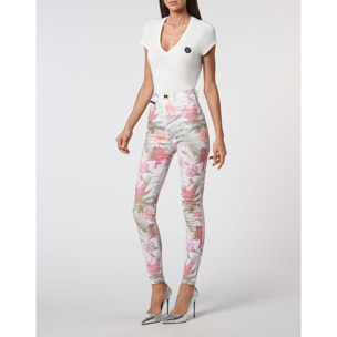 PHILIPP PLEIN Jegging de cintura alta FLOWERS