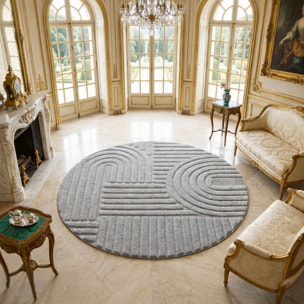 Tapis salon au motif géométrique en relief, design épuré, MANON